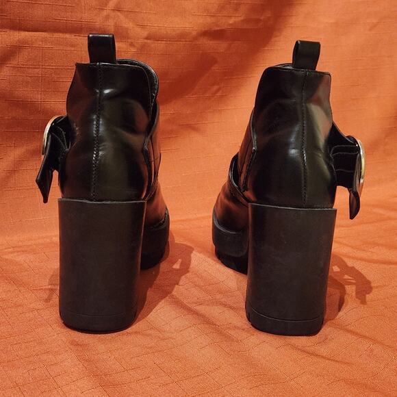 ZARA Trafaluc Black Chunky Platform Mary Janes Lug Sole Ankle Booties Sz 6 /36 - Picture 4 of 10